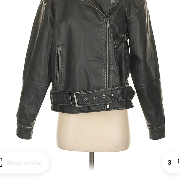 NWT Wild Fable Women's Black faux Leather Jacket. Size XS but oversized - Picture 3 of 3